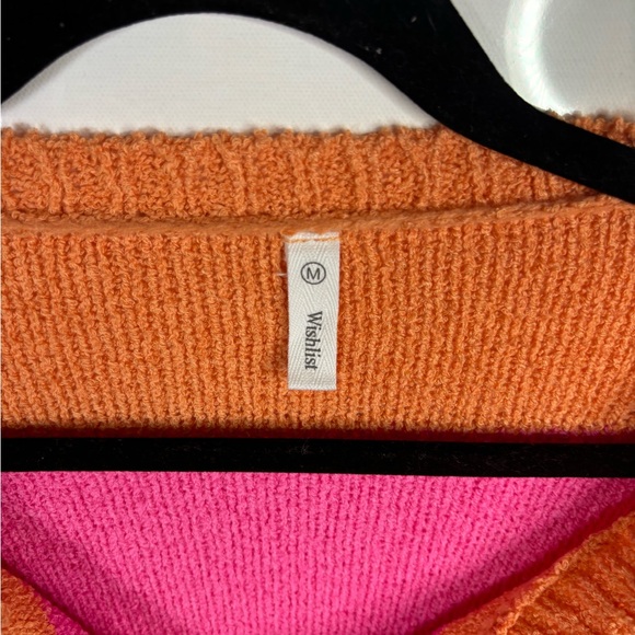 Wishlist Orange & Pink Strip Sweater Size Medium - Picture 2 of 3